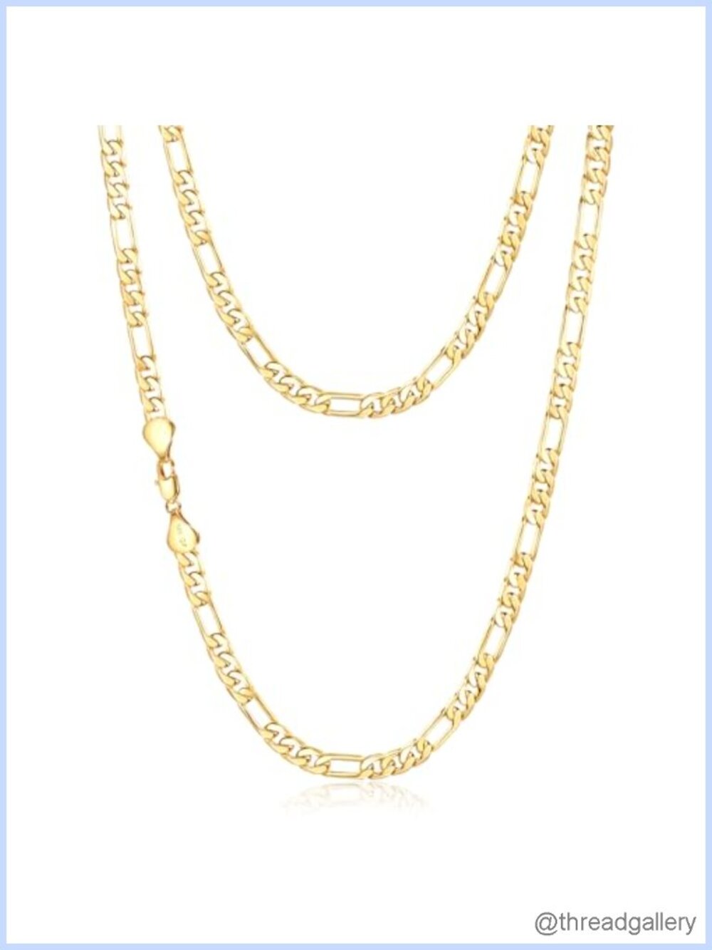 14K Gold Filled Figaro Chain Necklace 18in Lobster Clasp